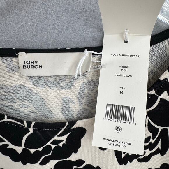 Tory Burch NWT M Rose Print Soft Knit Short Sleeve Cotton T-Shirt Dress - Picture 10 of 12